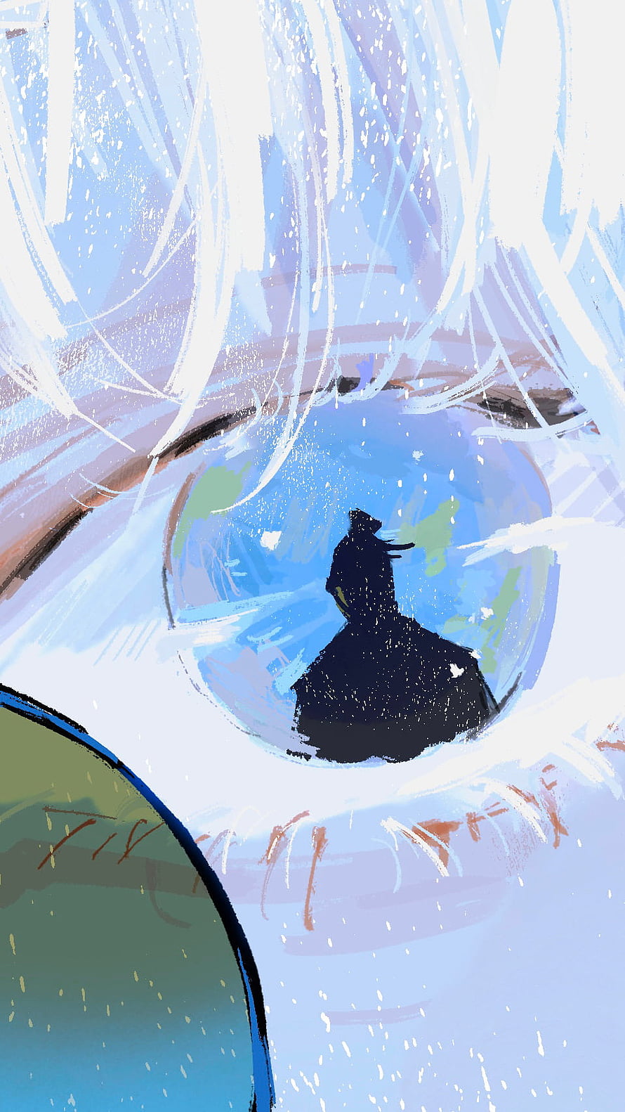Suguru Geto Silhouette Reflected in Satoru Gojo's Eye from Jujutsu Kaisen HD phone wallpaper