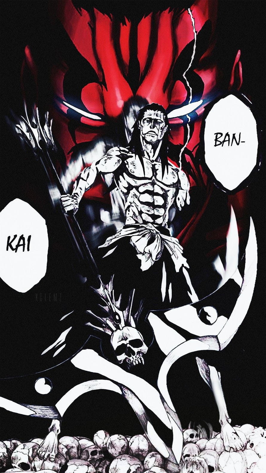 Kenpachi Zaraki Bankai Form in Bleach Anime Dark Manga Artwork HD phone wallpaper