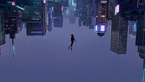 Miles Morales Spider-Man Falling Through Upside Down Cityscape, Miles Morales (Spider Man: Into The Spider Verse) []. Animated Spider, Marvel , Miles Morales Spiderman, Miles Morales Falling HD wallpaper