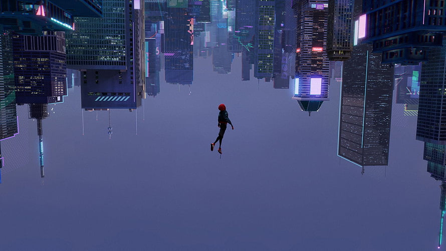 Miles Morales Spider-Man Falling Through Upside Down Cityscape, Miles Morales (Spider Man: Into The Spider Verse) []. Animated Spider, Marvel , Miles Morales Spiderman, Miles Morales Falling HD wallpaper