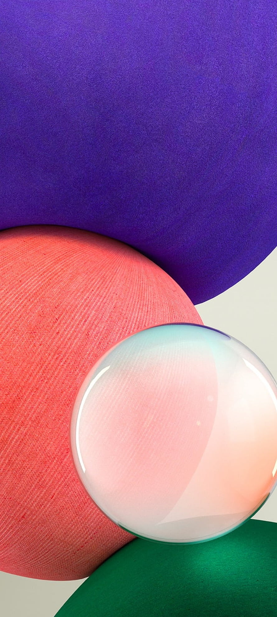 Abstract 3D Render of Colorful Textured Spheres and Glass Orb HD phone wallpaper