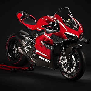 Ducati Panigale V4 Superleggera Red Superbike on Black Background HD phone wallpaper