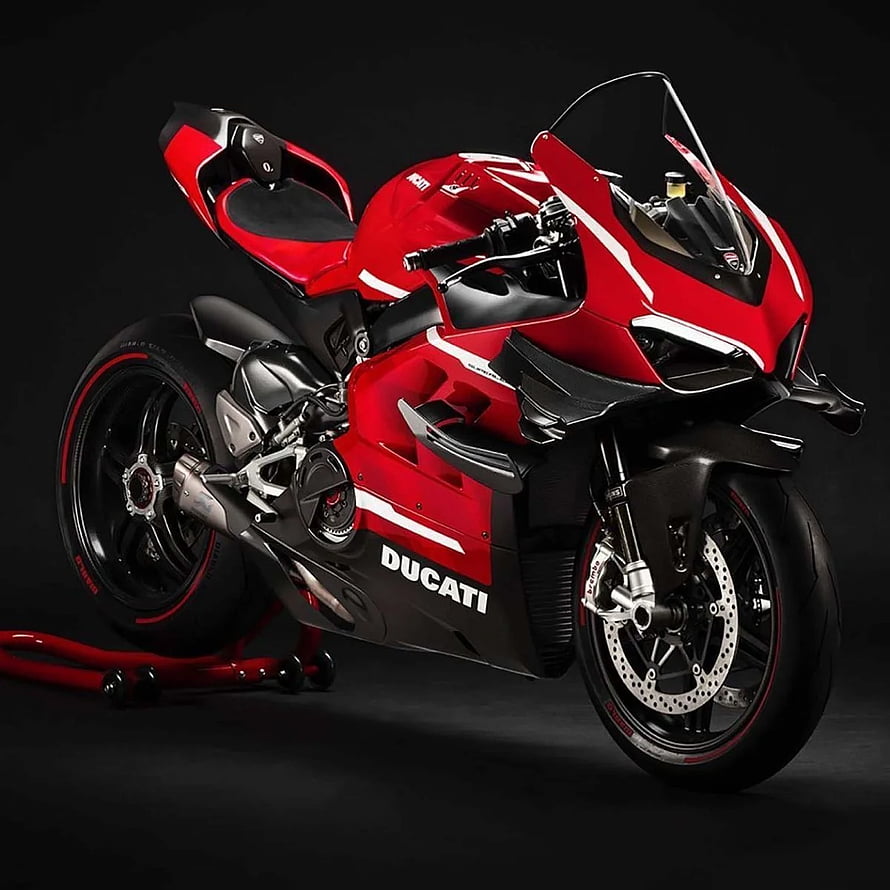 Ducati Panigale V4 Superleggera Red Superbike on Black Background HD phone wallpaper