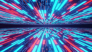 Neon Cyberpunk Speed Tunnel with Cyan and Red Light Streaks HD wallpaper