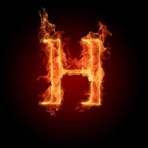 Burning Letter H Fire Alphabet Typography Wallpaper HD phone wallpaper