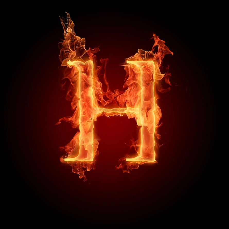 Burning Letter H Fire Alphabet Typography Wallpaper HD phone wallpaper