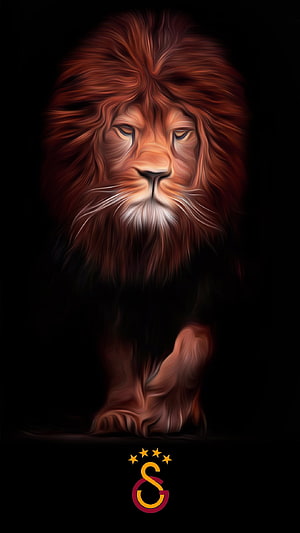 Galatasaray Lion Mascot Digital Art Wallpaper HD phone wallpaper