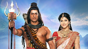 Devon Ke Dev Mahadev promotional artwork featuring Lord Shiva and Sati in traditional Indian attire HD wallpaper
