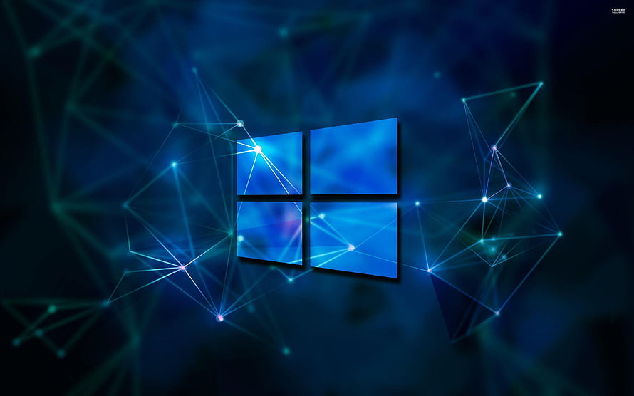 Windows 11 Blue Abstract Technology Wallpaper with Geometric Network Connections HD wallpaper