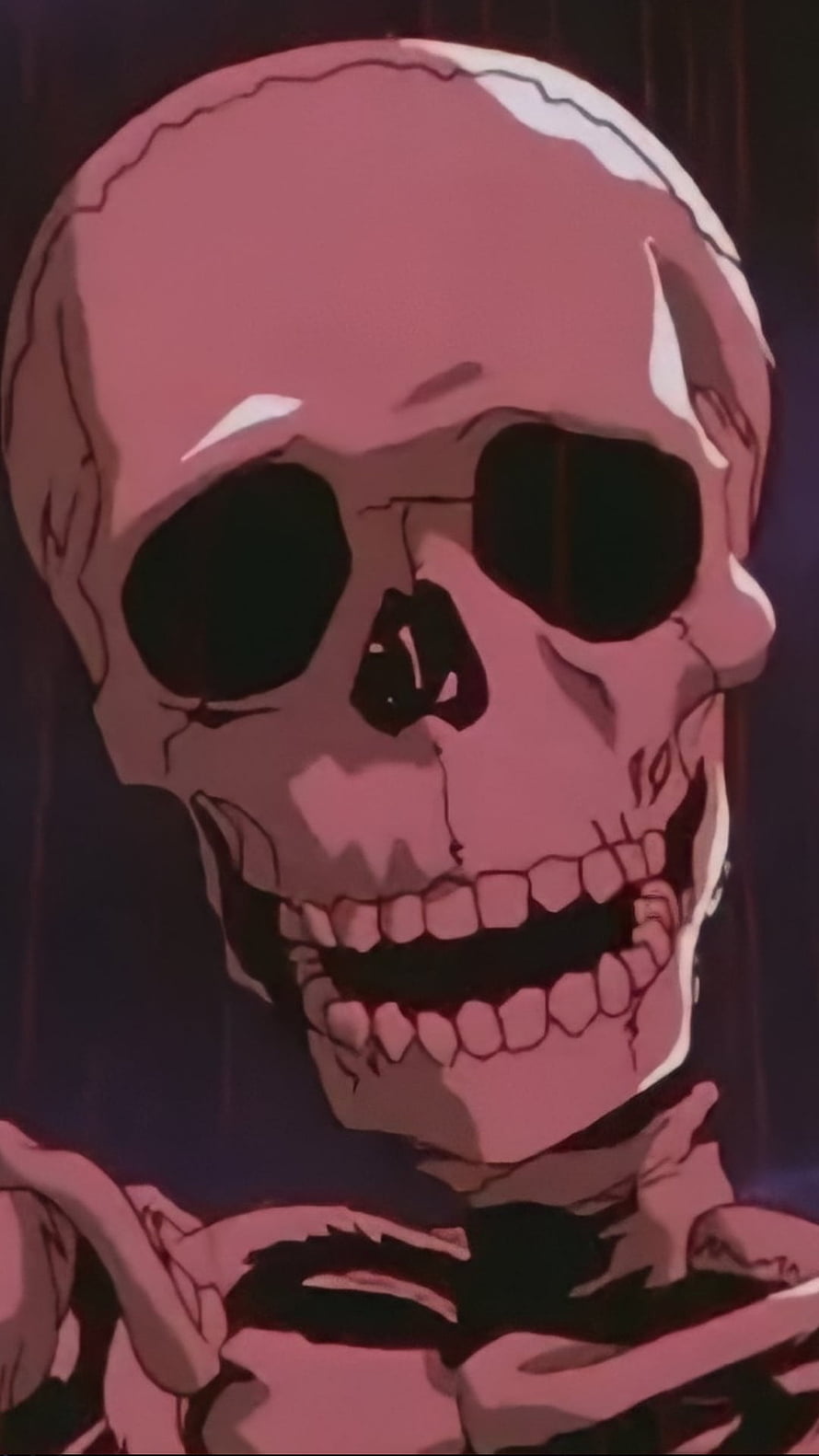 Anime Skeleton Character Wearing Sunglasses in Dark Pink Tones HD phone wallpaper