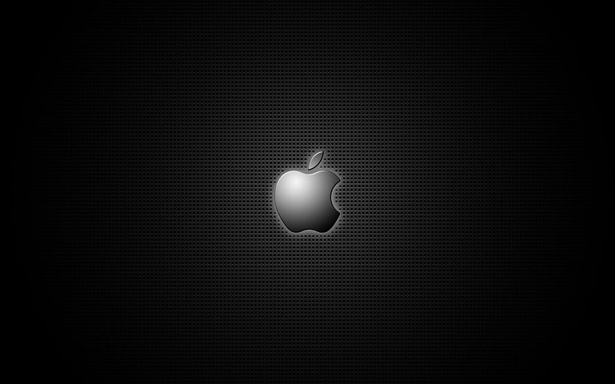 Apple Logo on Dark Perforated Metal Surface with Subtle Lighting HD wallpaper