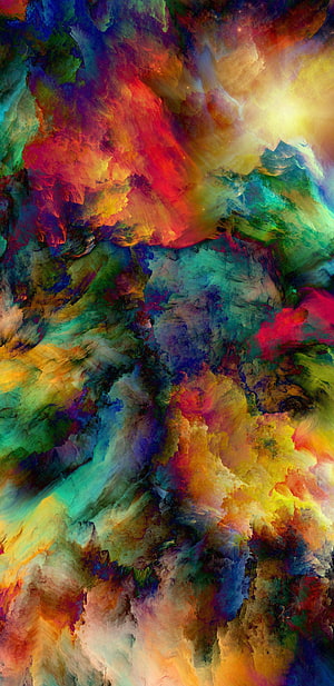 Vibrant Abstract Digital Art With Swirling Rainbow Colors And Textured Clouds HD phone wallpaper