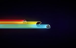 Pac-Man and Ghosts Racing with Neon Light Trails on Dark Background, Para PC and , . By Stephen Mallory. Papel de parede pc, ns para pc, Papel de parede computador, 1680 X 1050 HD wallpaper