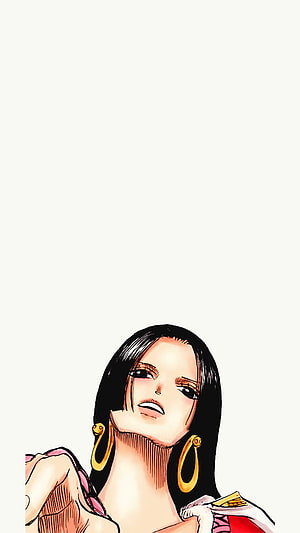 Boa Hancock Portrait from One Piece Manga with Gold Earrings and Red Attire HD phone wallpaper