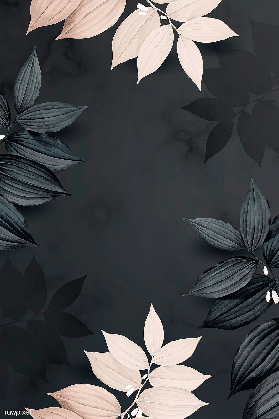 Elegant Dark Floral Wallpaper With Cream And Teal Leaves HD phone wallpaper