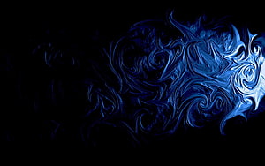 Dark Blue Abstract Swirls with Fluid Ink Patterns on Black Background HD wallpaper
