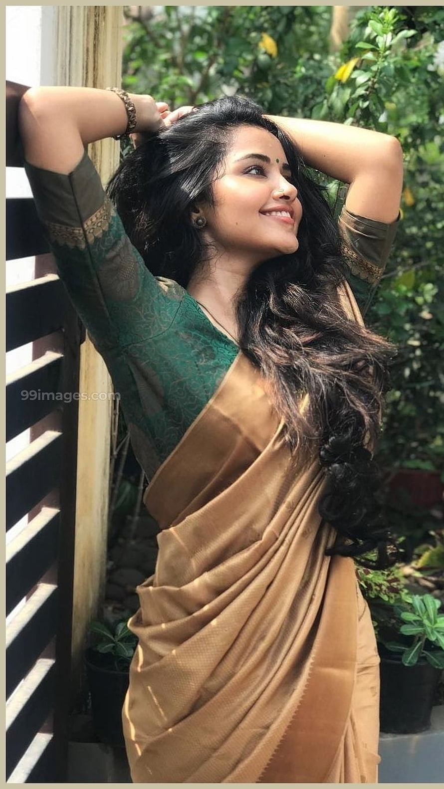 Rashmika Mandanna in a Brown Silk Saree and Green Blouse, Anupama Parameswaran, Anupama South, Actress HD phone wallpaper