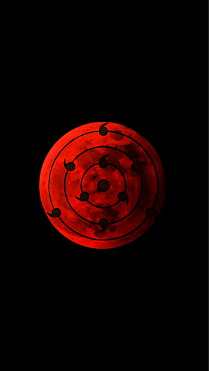 Infinite Tsukuyomi Sharingan Eye Design on a Blood-Red Moon Against a Dark Void HD phone wallpaper