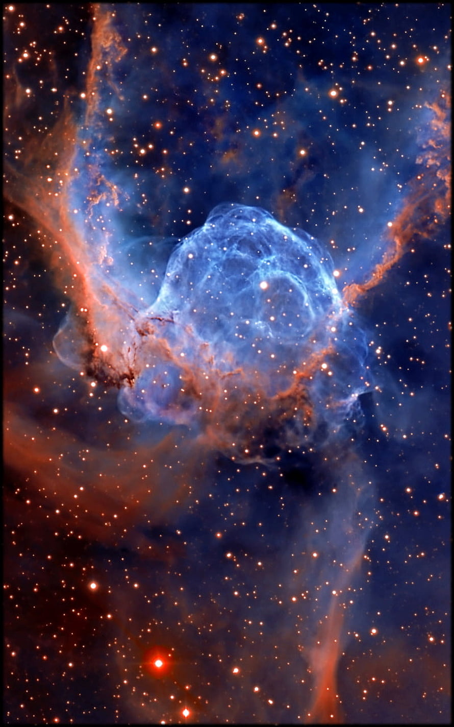 Vibrant Blue and Orange Nebula Clouds in Deep Space with Scattered Stars HD phone wallpaper