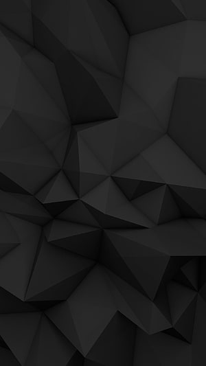 Dark Matte Black Geometric Faceted Low Poly Abstract Background HD phone wallpaper