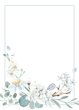 Delicate Watercolor Floral Corner Frame with Soft Blue and White Blooms on White Background HD phone wallpaper