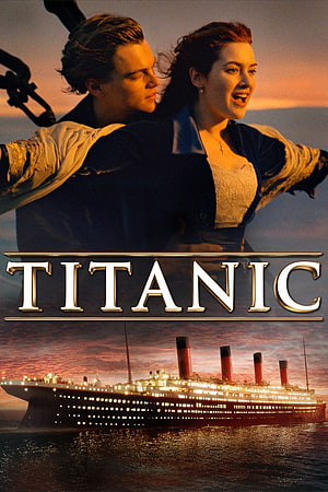 Titanic Movie Poster Featuring Jack And Rose Embracing Above The Grand Ocean Liner At Sunset HD phone wallpaper