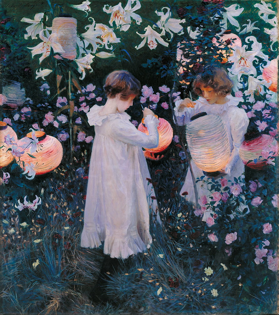 John Singer Sargent Carnation Lily Lily Rose Impressionist Painting of Girls in Garden HD phone wallpaper