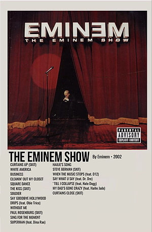 Eminem The Eminem Show Album Cover Artwork with Stage Curtain and Microphone HD phone wallpaper