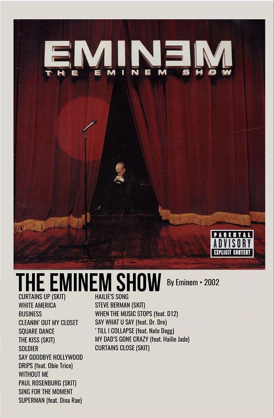 Eminem The Eminem Show Album Cover Artwork with Stage Curtain and Microphone HD phone wallpaper
