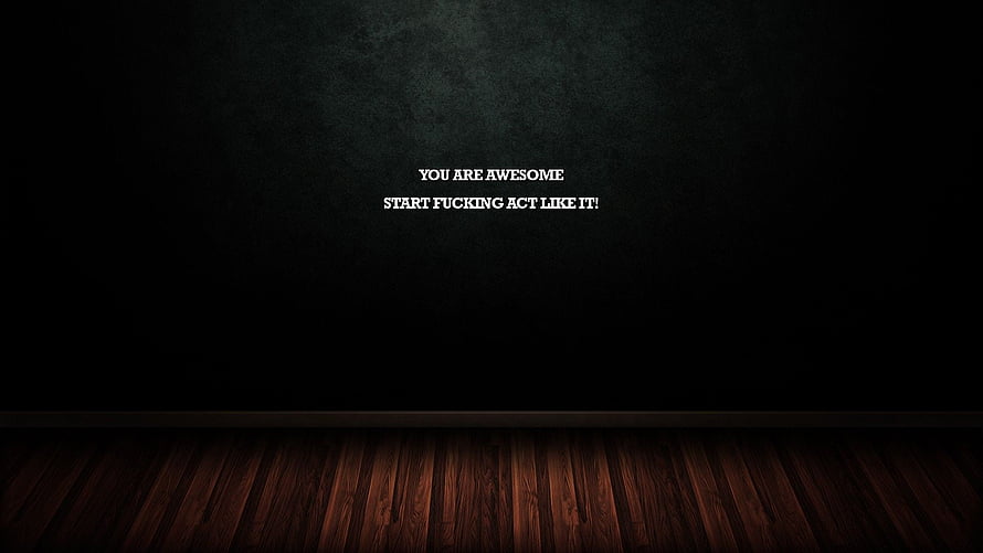 Dark Stage With Wooden Floor And Bold Motivational Quote On Black Wall HD wallpaper