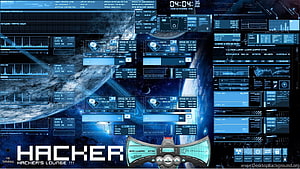 Futuristic Hacker Terminal Interface with Earth Orbit Background and System Monitoring Dashboard HD wallpaper