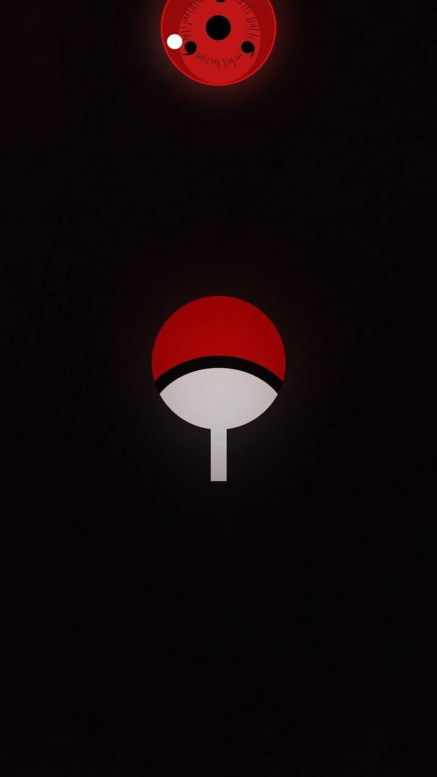 Minimalist Sharingan and Pokeball Punch Hole Design on Black Background HD phone wallpaper
