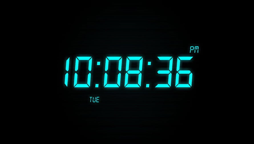 Glowing Cyan Digital Clock Display on Black Background HD wallpaper