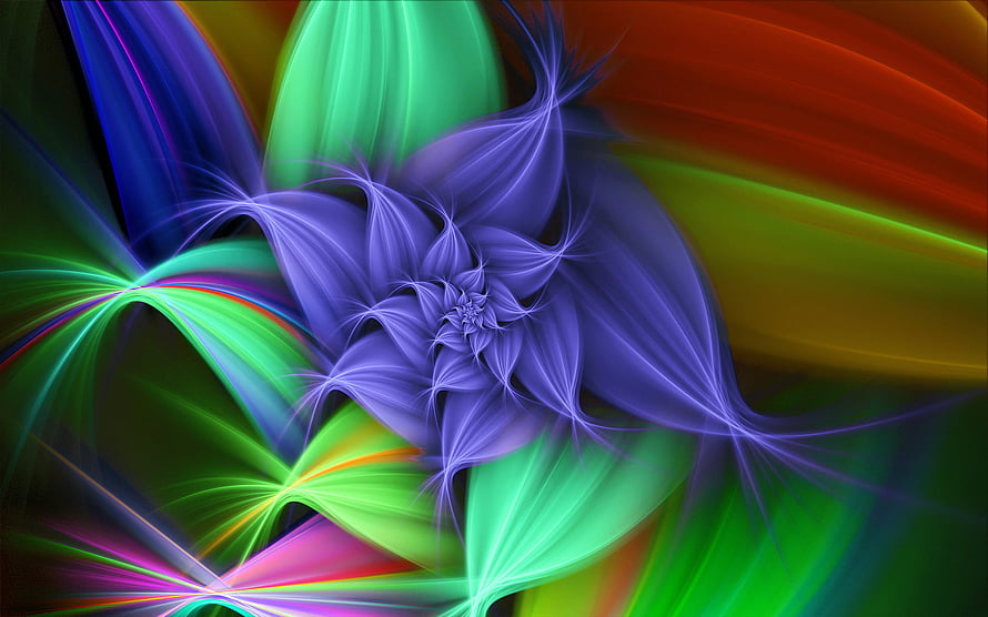 Vibrant Fractal Flower with Swirling Neon Colors and Abstract Digital Art Design HD wallpaper