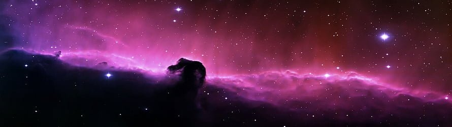 Vibrant Pink Nebula and Starfield Across a Wide Panoramic Space View HD wallpaper