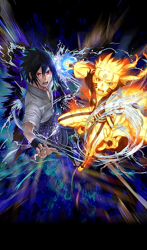 Naruto Uzumaki and Sasuke Uchiha Epic Battle Anime Wallpaper HD phone wallpaper