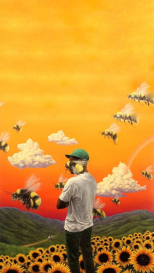 Tyler, the Creator Flower Boy Album Art with Bees and Sunflowers HD phone wallpaper