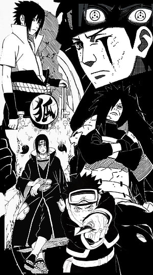 Naruto Uchiha Clan Manga Collage Featuring Sasuke Itachi Madara and Obito Sharingan HD phone wallpaper