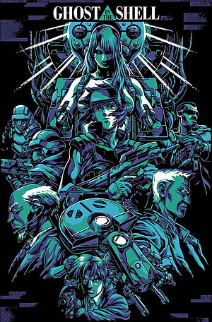 Ghost in the Shell Anime Poster Featuring Major Motoko Kusanagi and Tachikoma Unit HD phone wallpaper