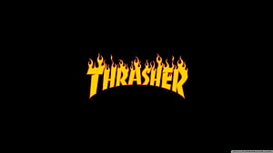 Thrasher Magazine Flame Logo on Black Background HD wallpaper