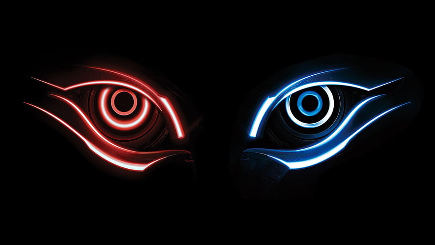 Gigabyte Aorus Dual Neon Eyes Logo on Black Background HD wallpaper
