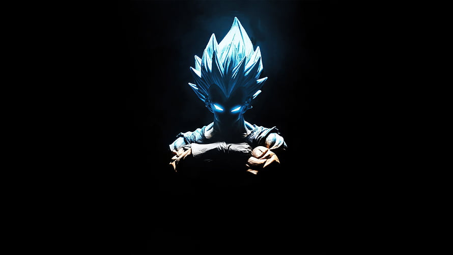Mysterious Blue Anime Character With Glowing Eyes And Spiky Hair In Dark Atmosphere HD wallpaper