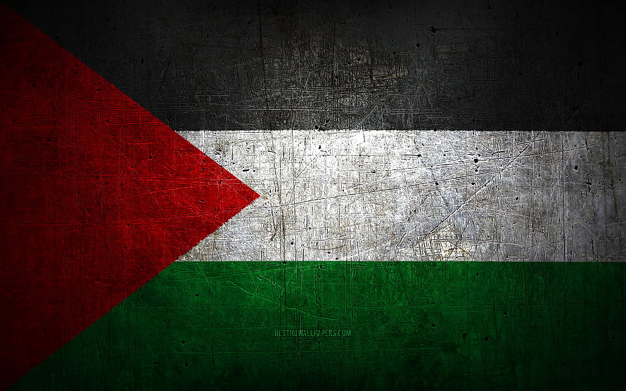 Grunge Textured Palestinian Flag on Weathered Metal Surface HD wallpaper