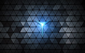 Lenovo Legion Y540 glowing blue logo on dark geometric triangle pattern background HD wallpaper