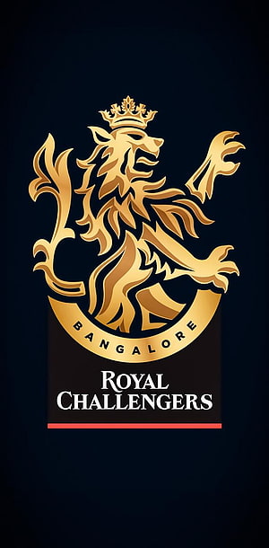 Royal Challengers Bangalore Official Logo Wallpaper - Golden Lion Crest on Dark Blue Background HD phone wallpaper