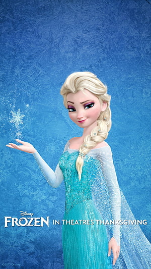 Elsa from Disney Frozen in Ice Queen Gown with Snowflake Magic HD phone wallpaper
