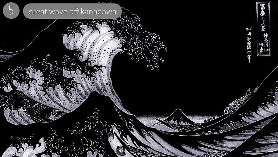 Great Wave Off Kanagawa in High Contrast Black and White Japanese Woodblock Print HD wallpaper