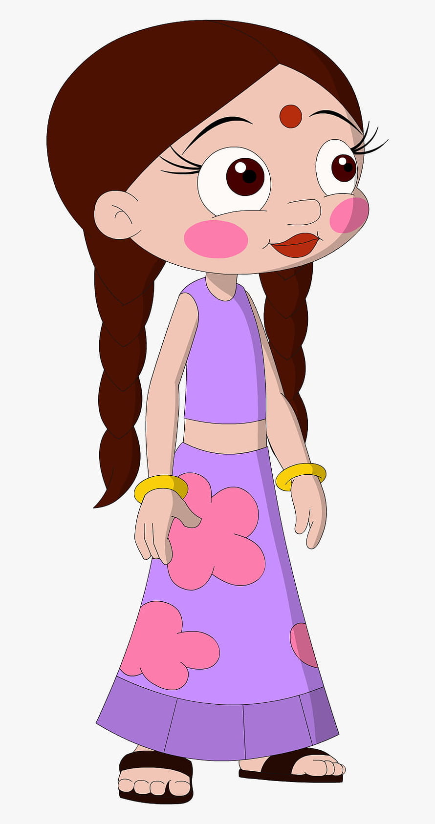 Chutki from Chota Bheem in Purple Outfit with Braided Hair and Floral Skirt HD phone wallpaper