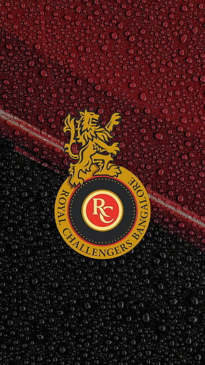 Royal Challengers Bangalore Cricket Team Crest on Wet Red and Black Background HD phone wallpaper