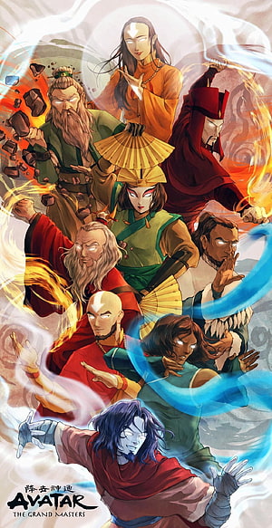 Avatar The Grand Masters Character Lineup Illustration HD phone wallpaper